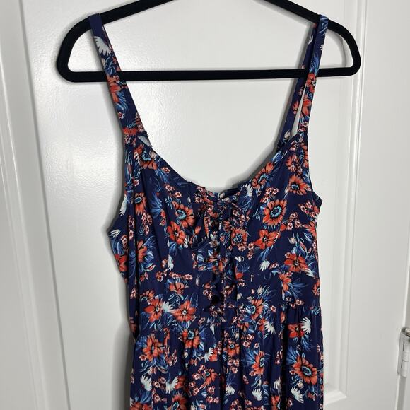 Torrid Dress Women's 0 Large Floral Navy Challis High Low Dress Corset Bust - Picture 6 of 7